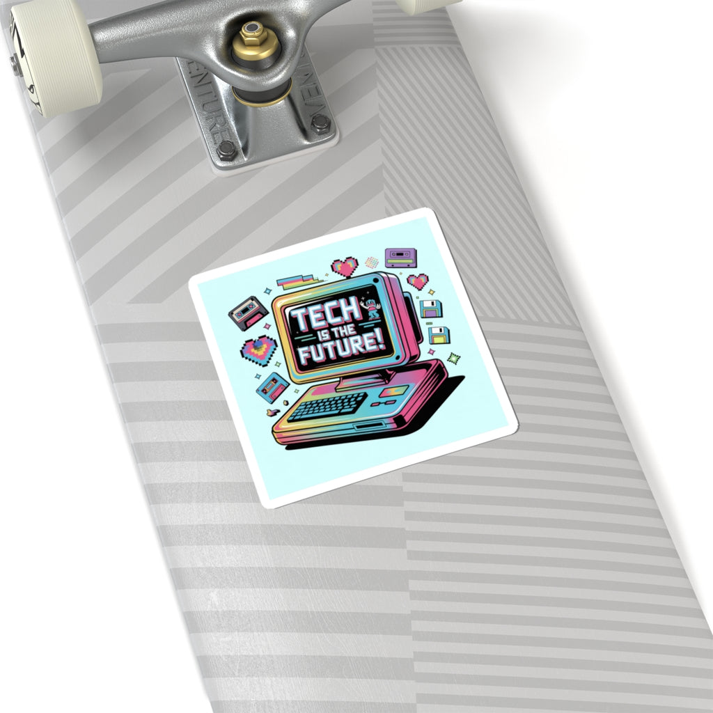 Tech Is The Future Sticker | Y2K cyber holo, retro tech chrome