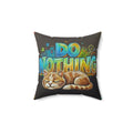 Do Nothing Throw Pillow — Cute Sleeping Cat Decorative Cushion
