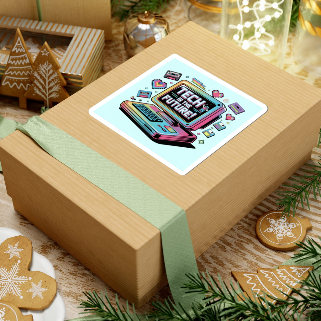 Tech Is The Future Sticker | Y2K cyber holo, retro tech chrome