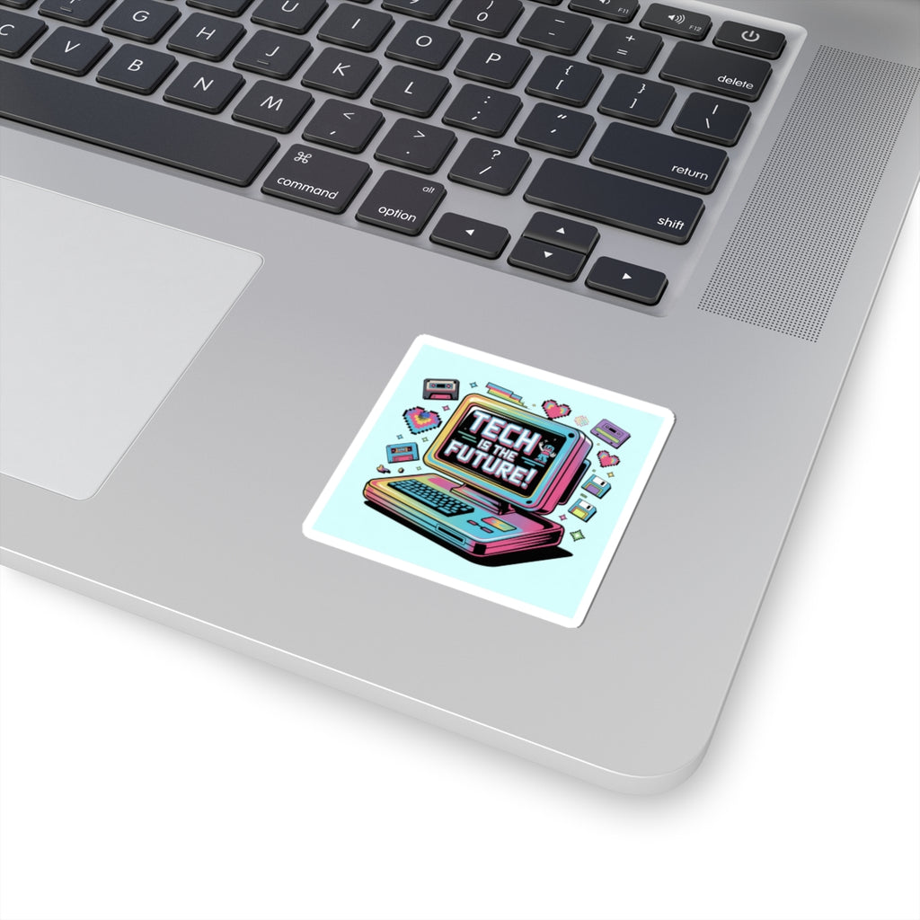 Tech Is The Future Sticker | Y2K cyber holo, retro tech chrome